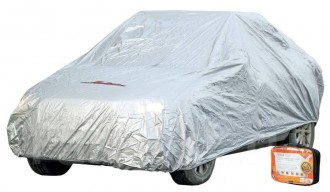 Чехол-тент на автомобиль защитный, размер S (455х186х120см), цвет серый, молния для двери, универсал ACFC01 AIRLINE